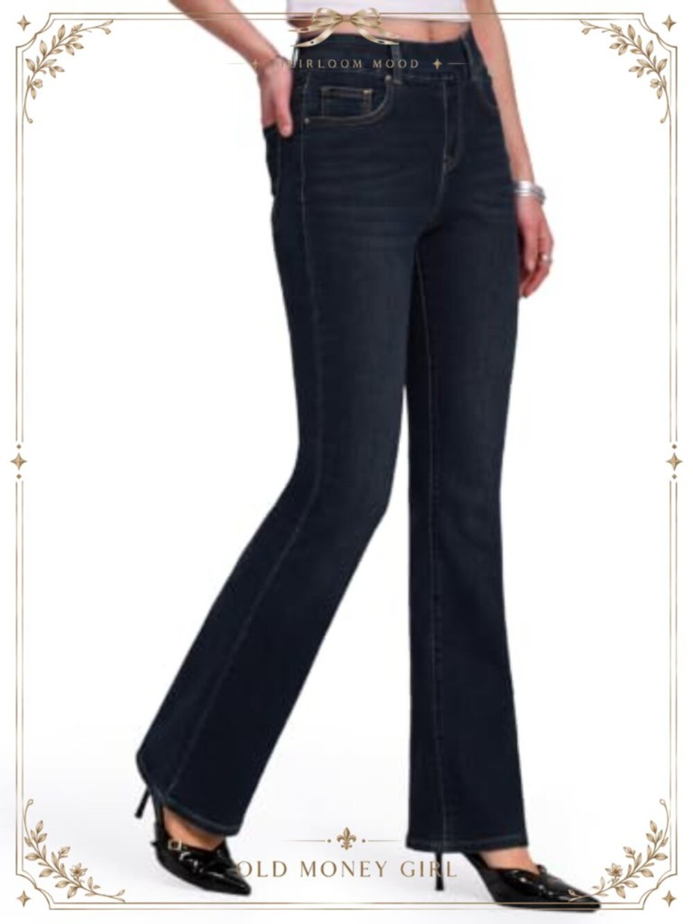 Pull On Bootcut Jeans High Rise Stretchy Flared Denim Pants